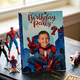 pider-Man Superhero Photo Birthday Party  Inbjudningar
