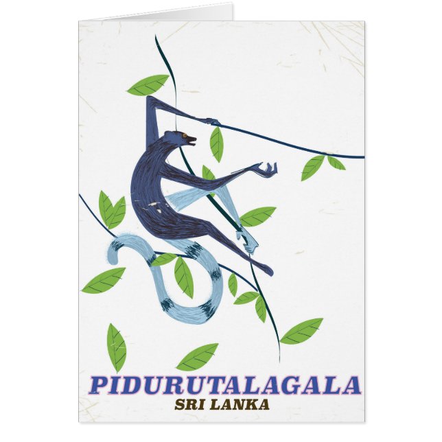 Pidurutalagala Sri Lankas reseaffisch. Hälsningskort (Framsidan)
