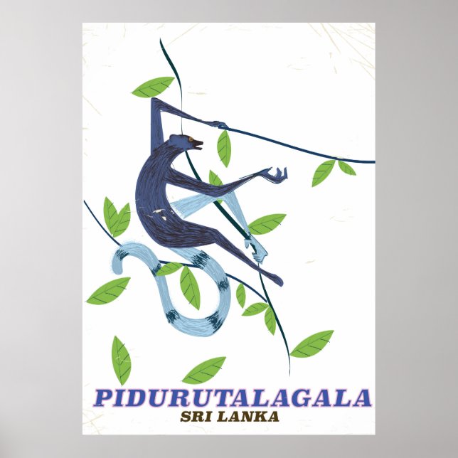 Pidurutalagala Sri Lankas reseaffisch. Poster (Framsidan)