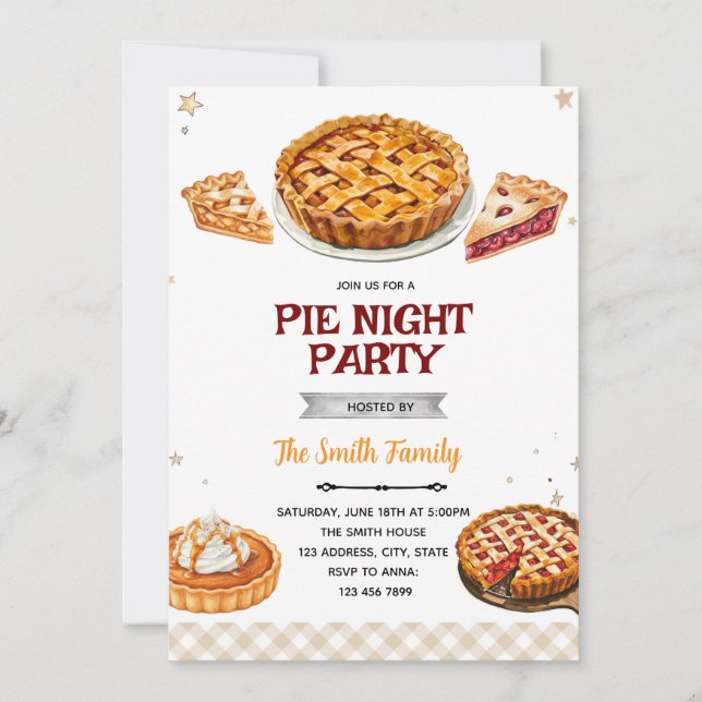 Pie party theme invitation inbjudningar (Framsida)