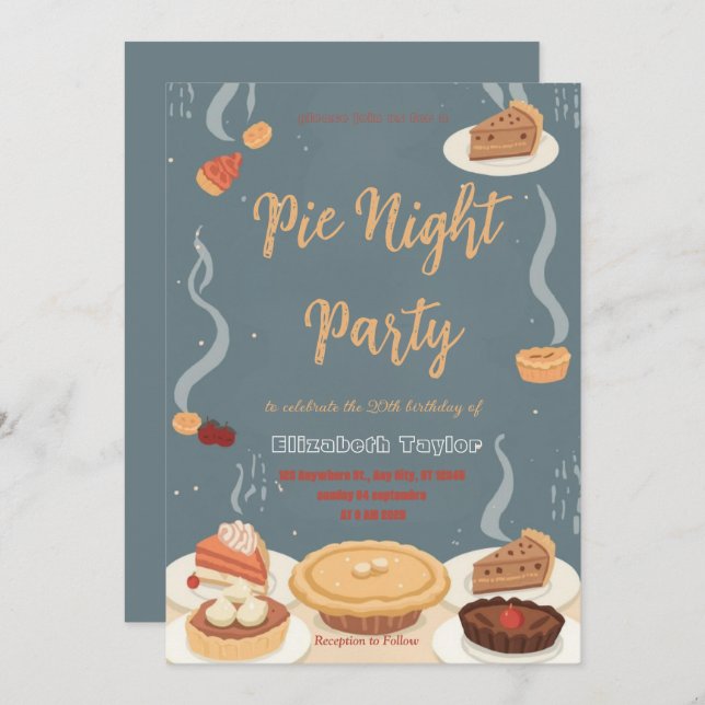 Pie Sharing Night Party Invitation – Sweet & Cozy Inbjudningar (Fram/baksida)