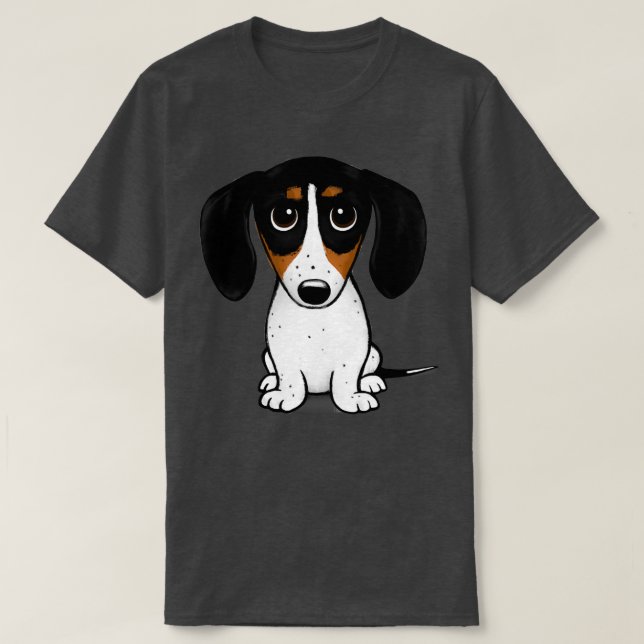 Piebald Dachshund Cute Black Tan and White Wiener  T Shirt (Design framsida)