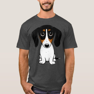 Piebald Dachshund Cute Black Tan and White Wiener  T Shirt
