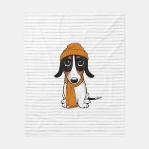 Piebald Dachshund Cute Hipster, Hund Fleecefilt