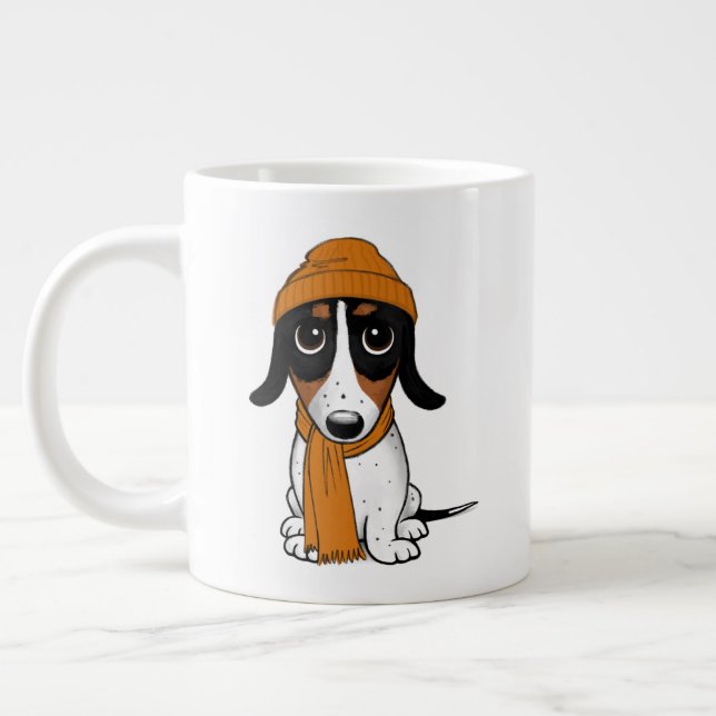 Piebald Dachshund | Cute Hipster-Hund Jumbo Mugg (Vänster)
