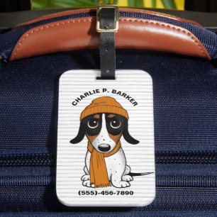Piebald Dachshund Cute Hipster Hund Luggage Tag Bagagebricka