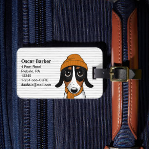 Piebald Dachshund Cute Hipster Hund Luggage Tag Bagagebricka