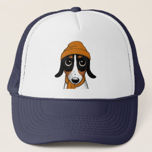 Piebald Dachshund Cute Hipster-Hund, Truckerkeps