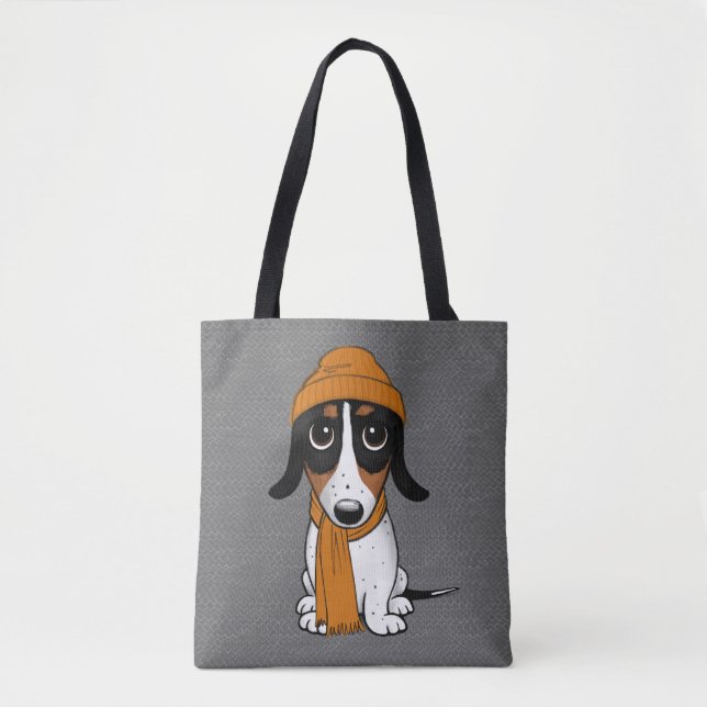 Piebald Dachshund Cute Hipster, Hund Tygkasse (Framsida)