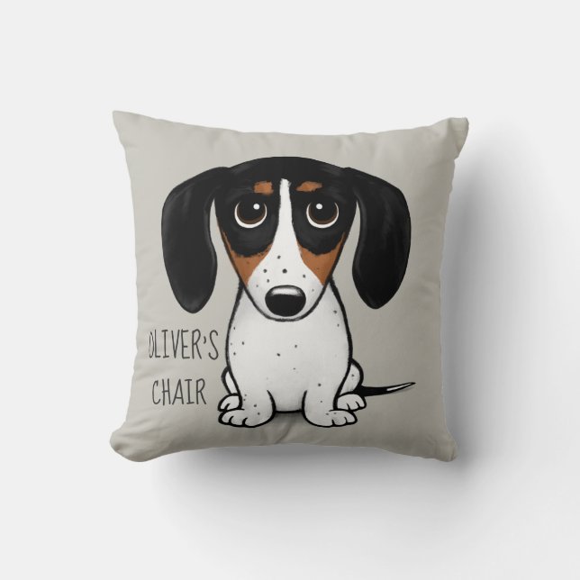 Piebald Dachshund Cute Hund Personlig Kudde (Framsida)