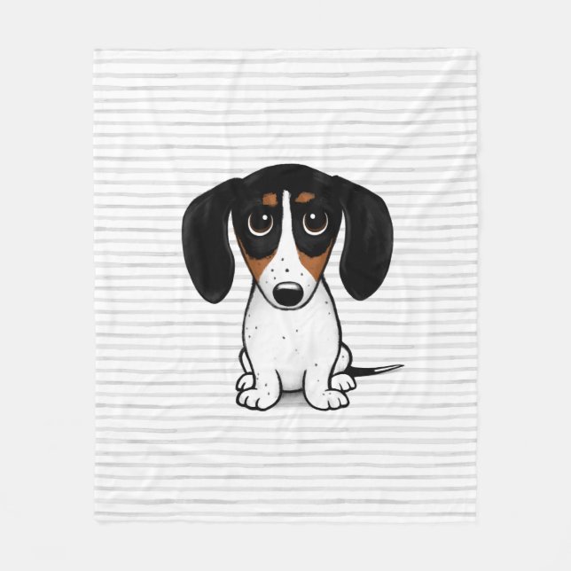 Piebald Dachshund Cute Puppy Hund Flexid Blanket Fleecefilt (Framsidan)