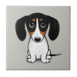 Piebald Dachshund| Cute Puppy-Hund, keramiskt plat Kakelplatta<br><div class="desc">Svart,  tan och vit färgad Piebald Dachshund. Besök Jenns Doodle World om du vill ha ännu fler tillbehör till hem och kontor med den här söta hund och en mer originell avlyssnare hund design.</div>