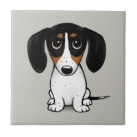 Piebald Dachshund| Cute Puppy-Hund, keramiskt plat