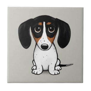 Piebald Dachshund Cute Puppy-Hund, keramiskt plat Kakelplatta