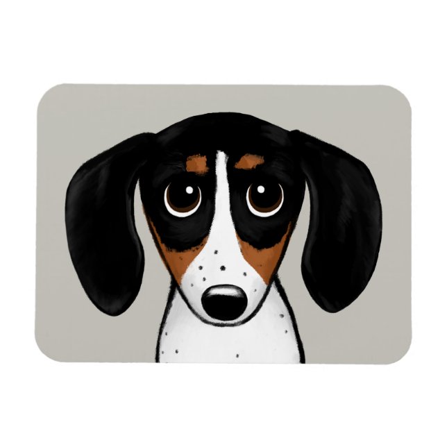Piebald Dachshund Cute Puppy Hund Magnet (Horisontell)