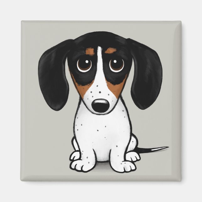 Piebald Dachshund | Cute Puppy Hund Magnet (Framsidan)