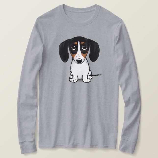 Piebald Dachshund Cute Puppy Hund T-Shirt (Design framsida)