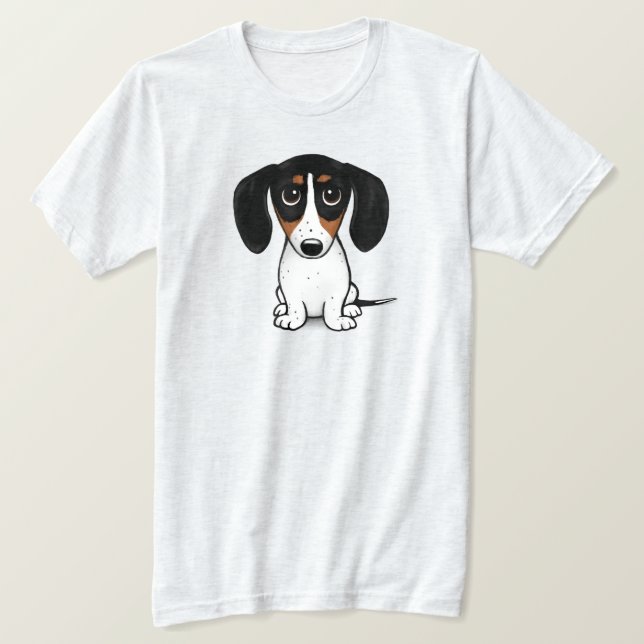 Piebald Dachshund Cute Puppy Hund T-Shirt (Design framsida)