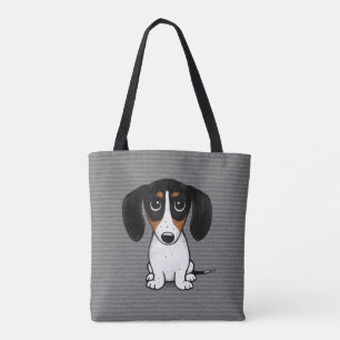 Piebald Dachshund Cute Puppy Hund Tote Bag Tygkasse