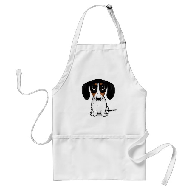 Piebald Dachshund Cute Puppy Hund Vuxen Apron Förkläde (Framsidan)