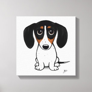 Piebald Dachshund Cute Tecknad Wiener Hund Canvastryck