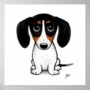 Piebald Dachshund Cute Tecknad Wiener Hund Poster