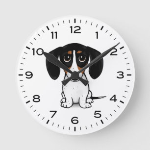 Piebald Dachshund Cute Wiener Hund Rund Klocka