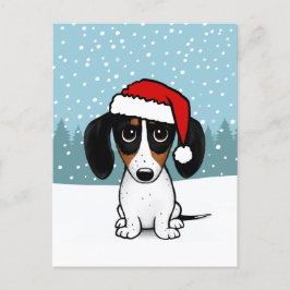 Piebald Dachshund Helgdag Cute Wiener Hund Anpassn Vykort