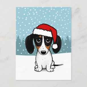 Piebald Dachshund Helgdag Cute Wiener Hund Anpassn Vykort