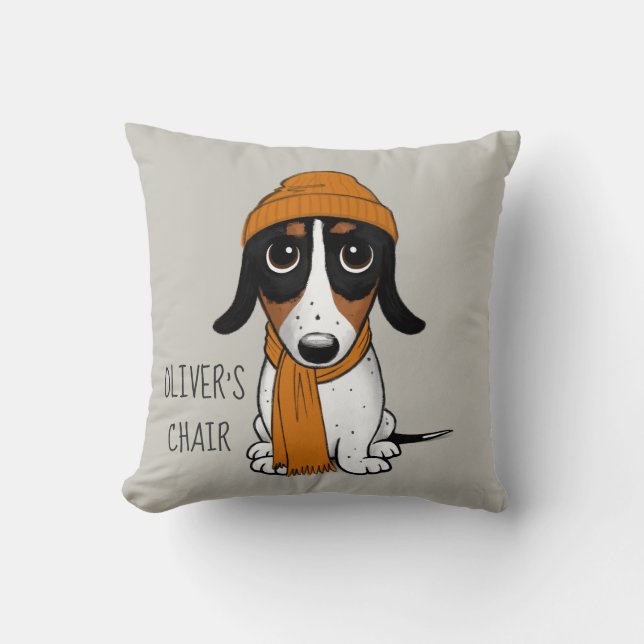 Piebald Dachshund Hipster Hund Personlig Kudde (Framsida)