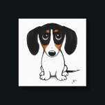 Piebald Dachshund | Hund för tråd av Tecknad Canvastryck<br><div class="desc">Tecknad stil teckning av en svart,  brun och vit Piebald Dachshund. Ett roligt kanvastryck för alla som kärlek avlyssnar hundar. Besök Jenns Doodle World för ännu sötare djurkonst och hund älskare illustrationer.</div>