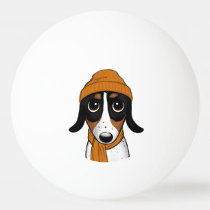 Piebald Dachshund Hund med Beanie Cap Pingisboll