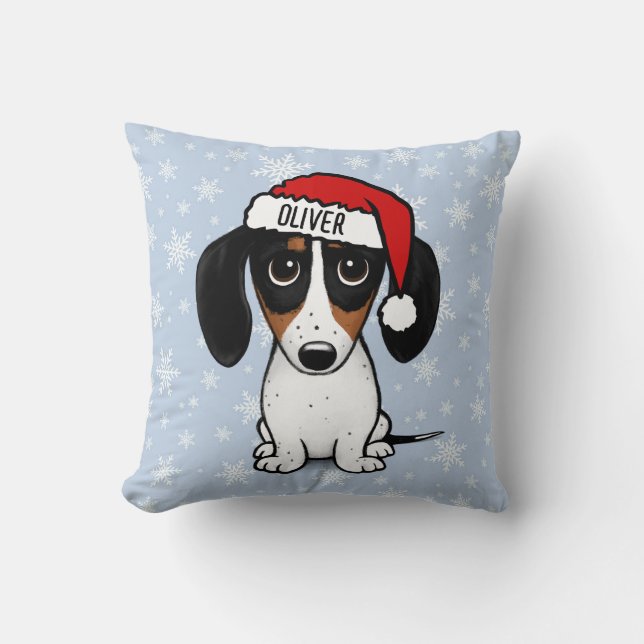 Piebald Dachshund Jul Anpassat namn Cute Hund Kudde (Framsida)