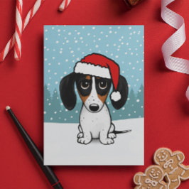 Piebald Dachshund Santa Cute Wiener Hund jul Helgkort