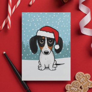 Piebald Dachshund Santa Cute Wiener Hund jul Helgkort