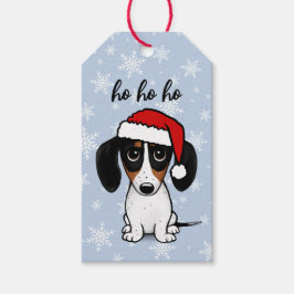 Piebald Dachshund Santa Cute Wiener Hund jul Presentetikett