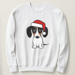 Piebald Dachshund Santa Cute Wiener Hund Lång Ärmad Tröja