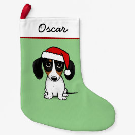 Piebald Dachshund Santa Cute Wiener Hund Liten Julstrumpa