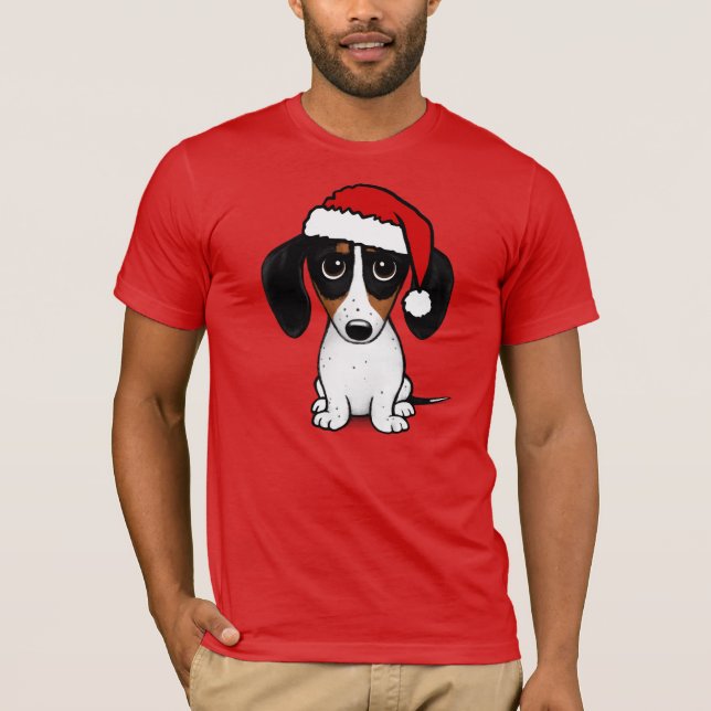 Piebald Dachshund Santa Cute Wiener Hund T Shirt (Framsida)