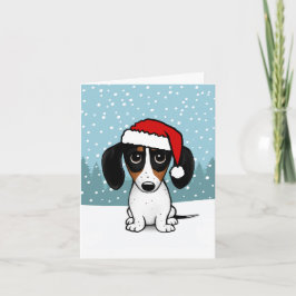 Piebald Dachshund Santa Wiener Hund jul Helgkort