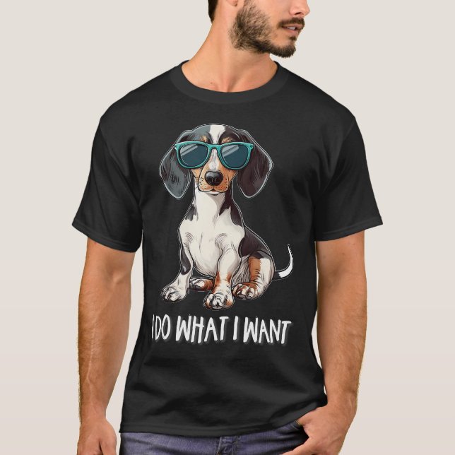 Piebald Dachshund T Shirt (Framsida)