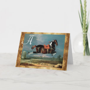 Piebald Horse "Ceassistance" Rearing Monogram Anteckningskort
