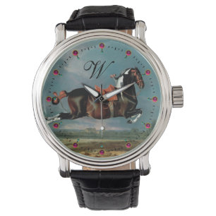 Piebald Horse "Ceassistance" Rearing Monogram Armbandsur