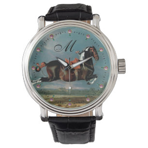Piebald Horse "Ceassistance" Rearing Monogram Armbandsur