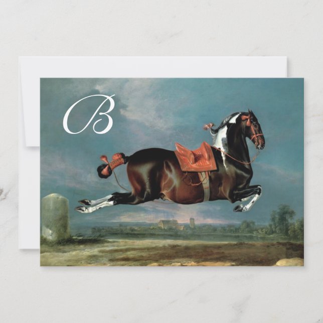 Piebald Horse "Ceassistance' Rearing Parchment Mon Inbjudningar (Framsida)