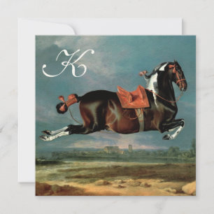 Piebald Horse "Ceassistance' Rearing Parchment Mon Inbjudningar