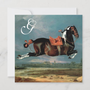 Piebald Horse "Ceassistance' Rearing Parchment Mon Inbjudningar
