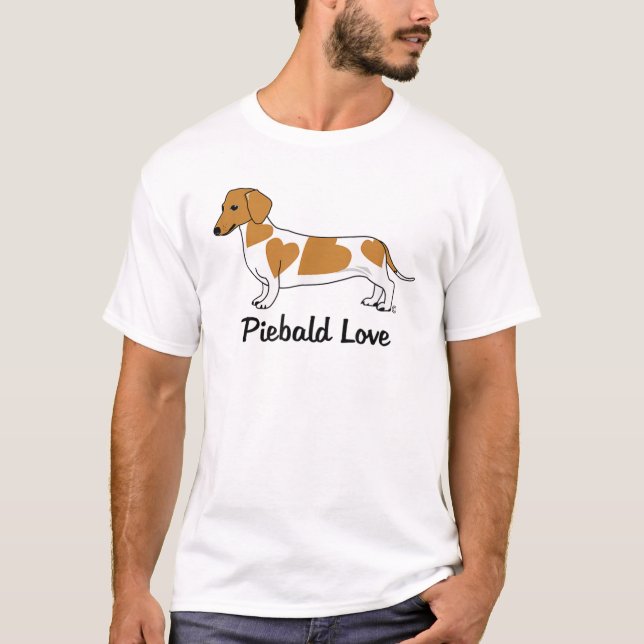 Piebald Kärlek Dachshund T-Shirt (röd märkning) (Framsida)
