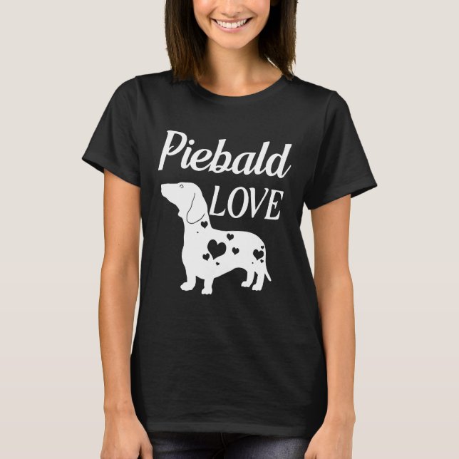 Piebald Kärlek Wiener Dachshund Kärlek T Shirt (Framsida)