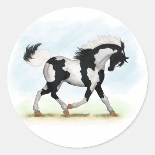 Piebald Overo Pinto Horse Runt Klistermärke
